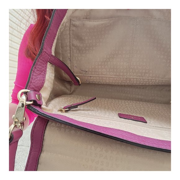 KATE SPADE Dark Pink Leather Satchel Crossbody Purse - Picture 10 of 10